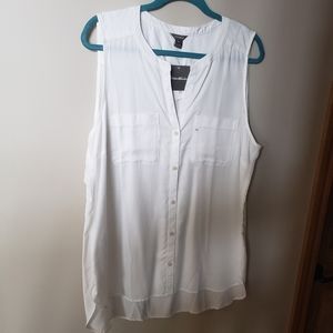 Eddie Bauer,  white sleeveless blouse